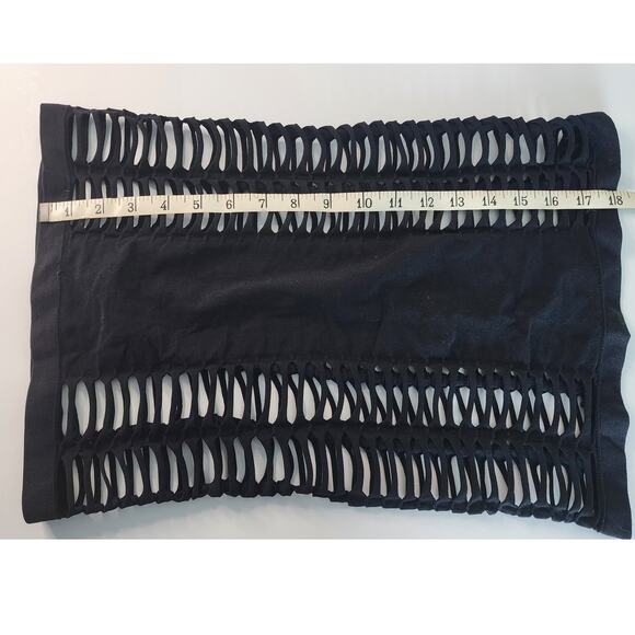 Black Strapless Tube top Womens Cutout Slashed Sides Clubwear Stretchy Bodycon - Picture 4 of 4